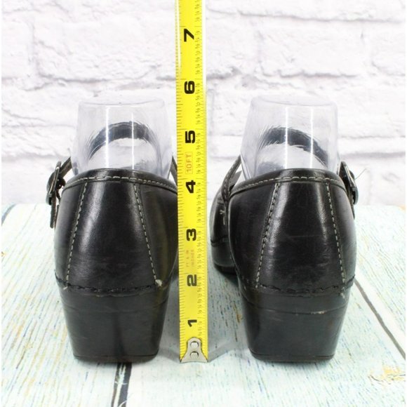 Dansko Black Leather Slip On Maryjane Clogs Heel Shoes Size 38 US 8 - Picture 6 of 9